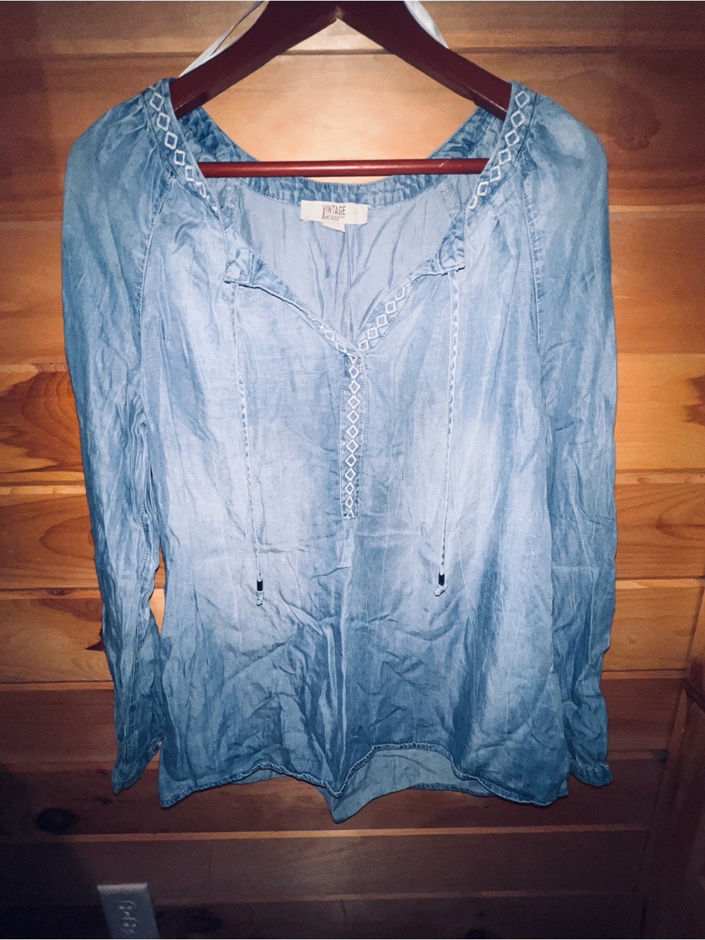 Vintage Light Blue Embroidered Peasant Tunic